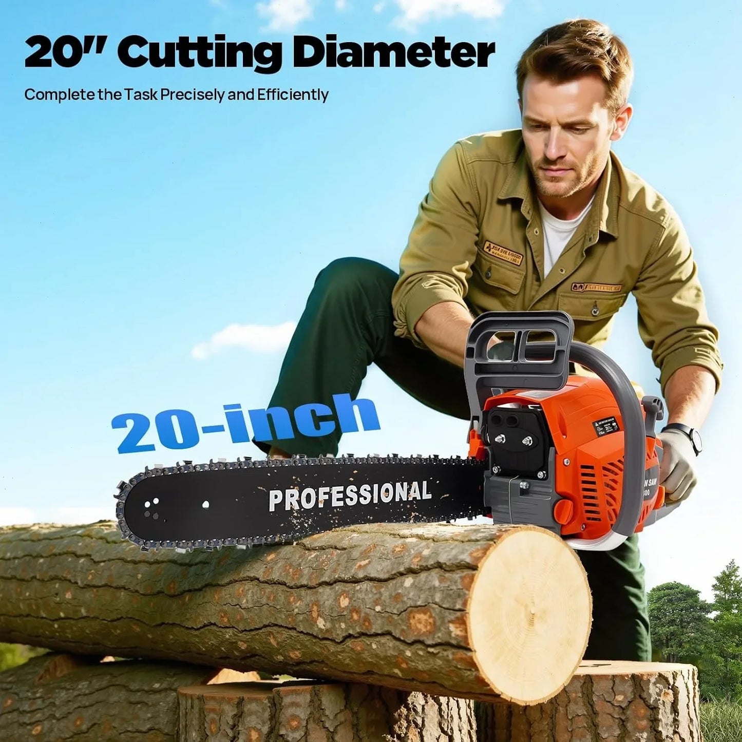 Bymaocar Gasoline Chainsaw 58cc 60cc Portable Wood Cutter Outdoor