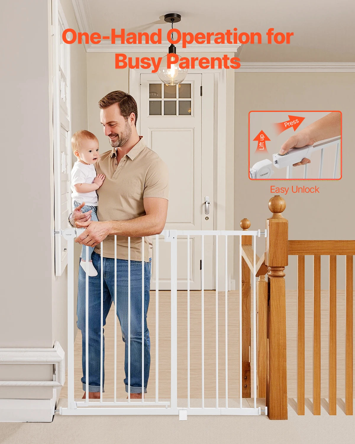 SucceBuy Baby Gate Walk Through Pet Security Pressure Mount