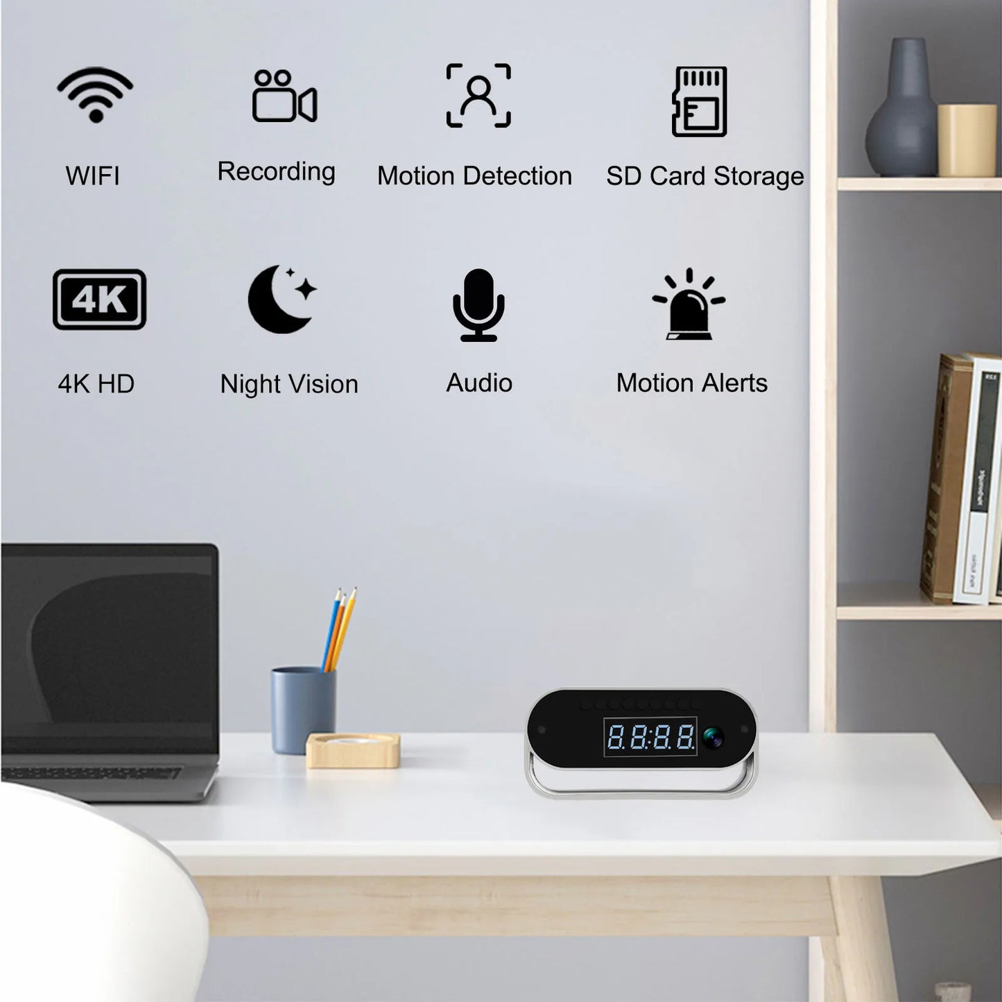 Ouvis 4K HD Camera Clock With WiFi Night Vision Surveillance