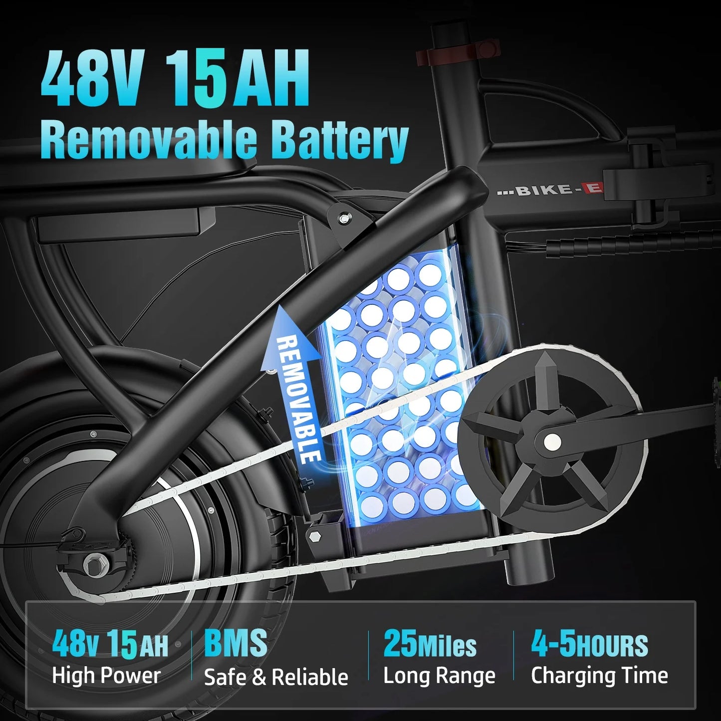 Folding Electric Bicycle 48V 1000W LCD Display 30 Mile Range