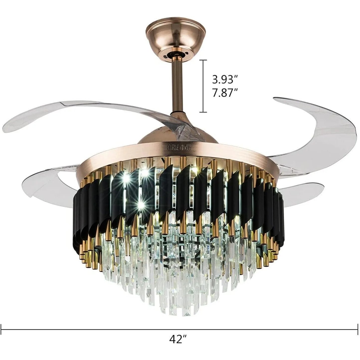 Crystal Ceiling Fan With LED Light And Remote Control