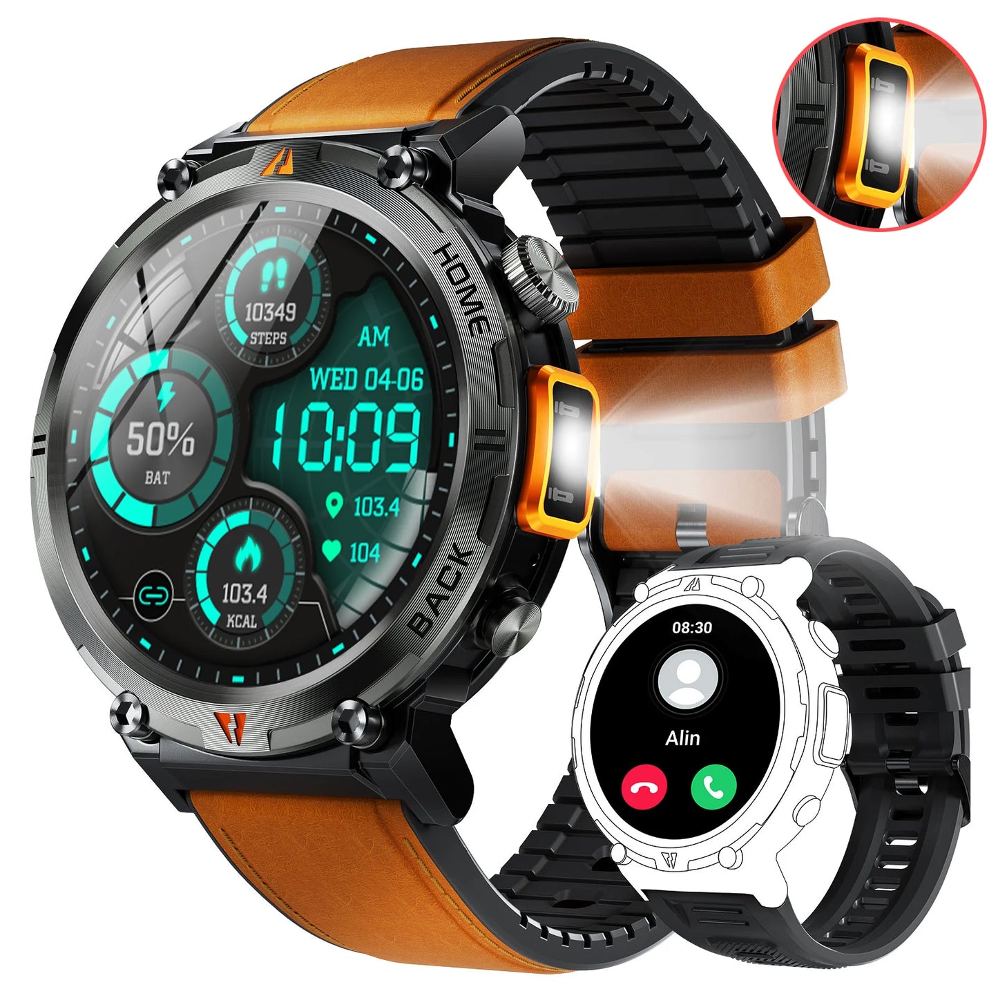 EIGIIS KE3 Smartwatch for Men Bluetooth Health Monitor Heart Rate