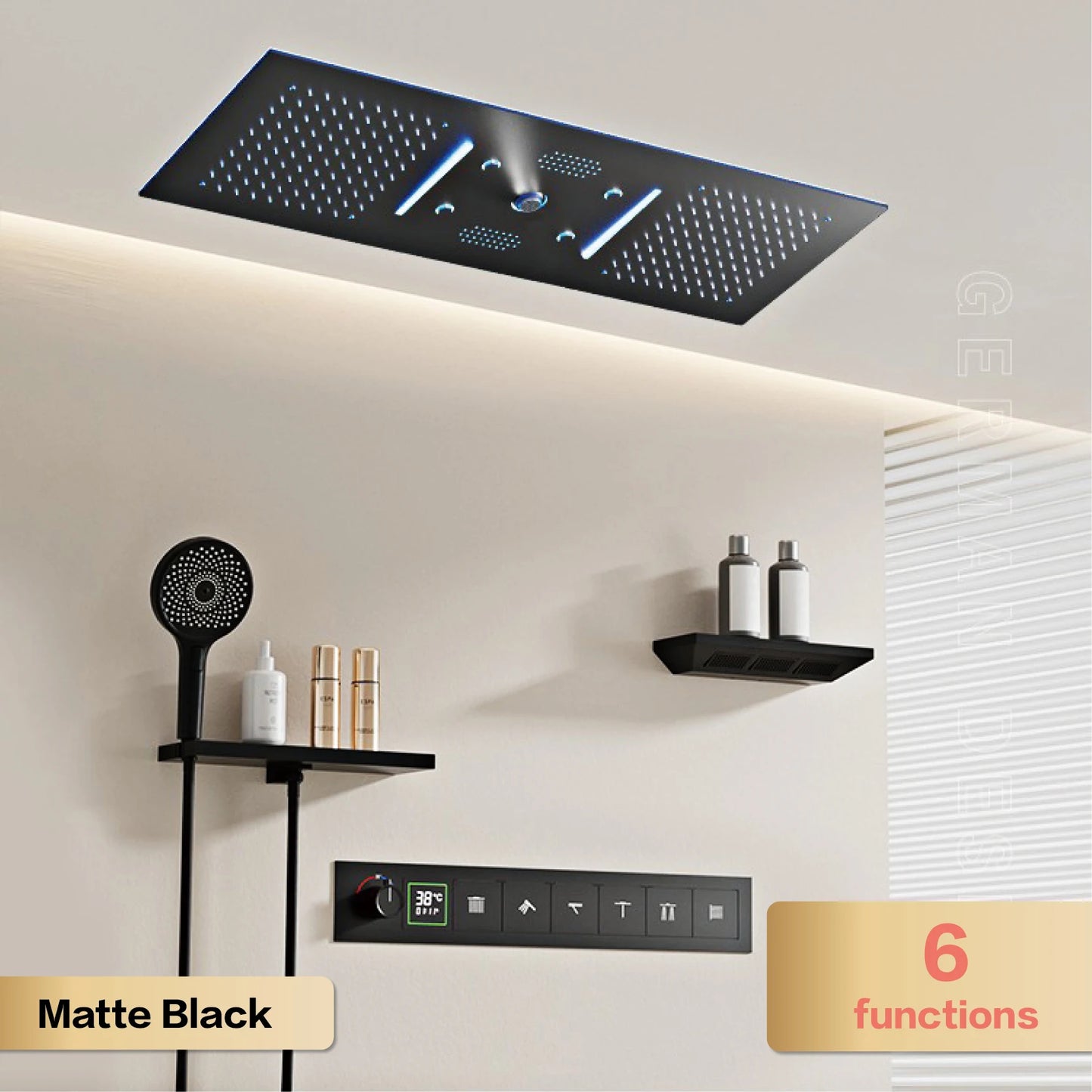 Aitana Luxury Brass Gunmetal LED Display Thermostatic Shower System