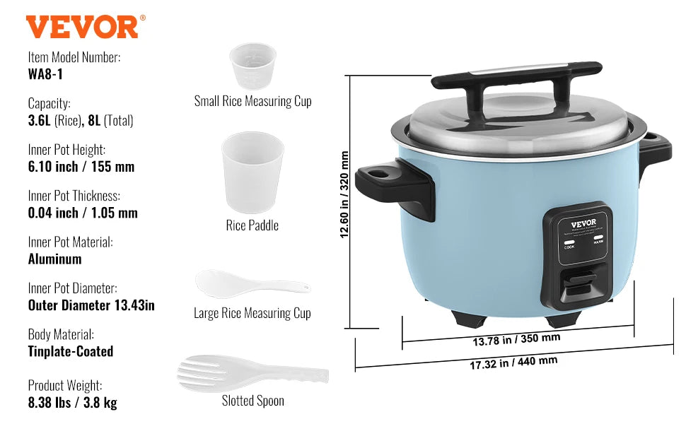 VEVOR Commercial Rice Cooker With Nonstick Aluminum Inner Pot