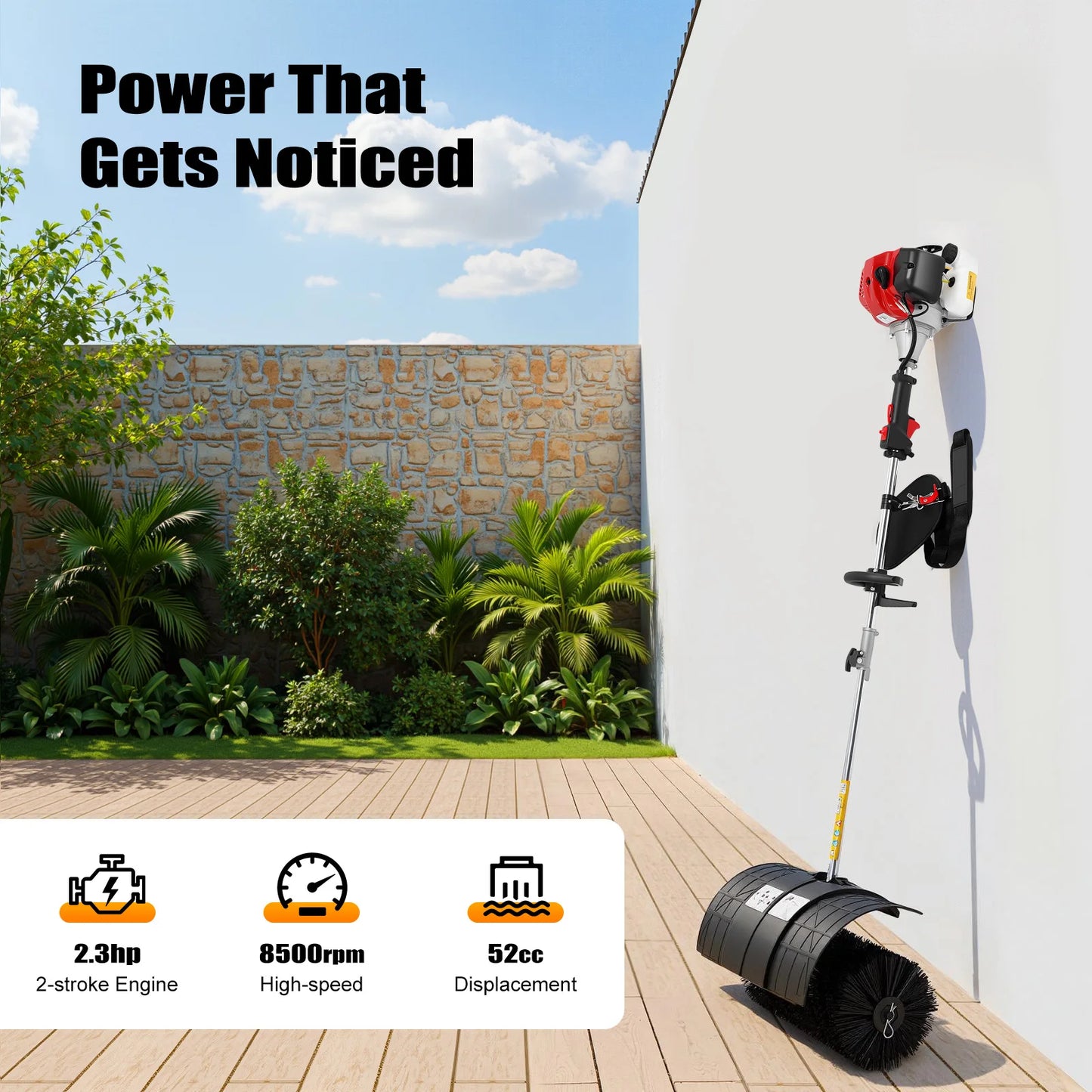 Gas Powered Walk Behind Sweeper For Multi Surface Driveways Lawns And Garages